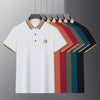 Pique Lapel T-shirt Embroidered Rhinestone Casual Short Sleeve