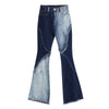 Geometric Raw Edge Jeans With High Waistline And Slimming Effect