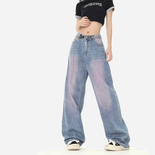 American-style Distressed Heavy Industry Straight Casual Jeans