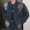 Men's Retro Washed Distressed Frayed Hem Denim Jacket