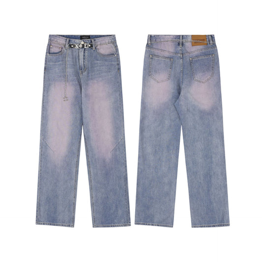 American-style Distressed Heavy Industry Straight Casual Jeans