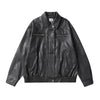 Biker's Men's Pilot Loose Split Stitching Lapel PU Leather Jacket