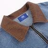 Workwear Personality Turn-down Collar Coat Men's Loose Fashion PU Leather Stitching Contrast Color Denim Jacket