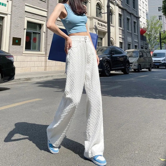 Jeans Women's Wide-leg Trousers High Waist Gradient Color