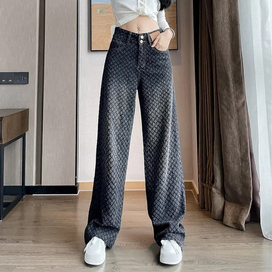 Jeans Women's Wide-leg Trousers High Waist Gradient Color