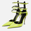 Pointed Patent Leather Hollow Belt Buckle  Wrapped Toe Single Shoes