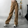 Design Personality Adjustable Buckle Straight-leg Pants Women's Loose