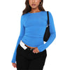 Women's Fashion Casual Solid Color Slim Pullover T-shirt