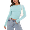 Women's Fashion Casual Solid Color Slim Pullover T-shirt