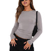 Women's Fashion Casual Solid Color Slim Pullover T-shirt