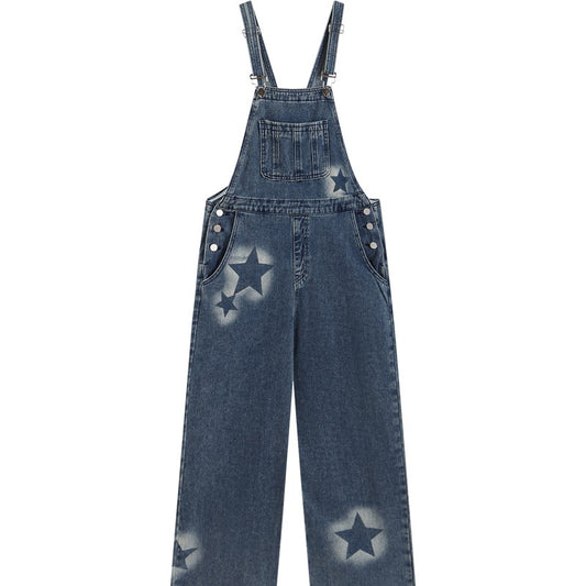 Straight Leg Wide Leg Denim Strap Pants