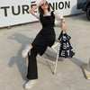 New Straps Wide Leg Pants Shirt Two-piece Set Waist Slim