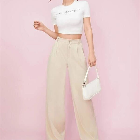 Women's High Waist Casual Wide-leg Suit Trousers